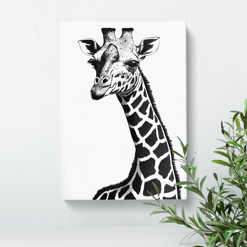 Monochrome Giraffe No.1 - Wrapped Canvas, 50cm H x 35cm W x 3cm D