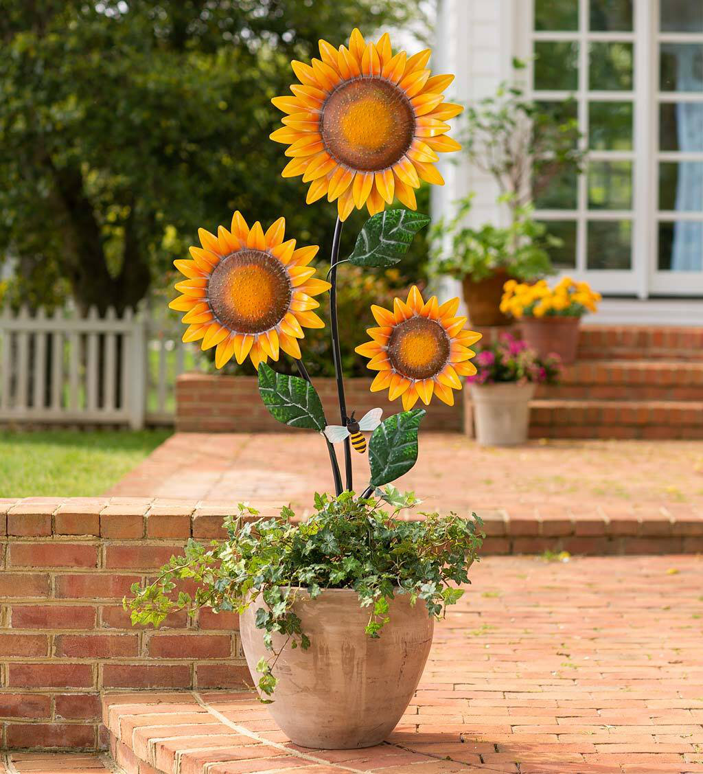 Sunflower Trio Design on White Bath HAND Towel 