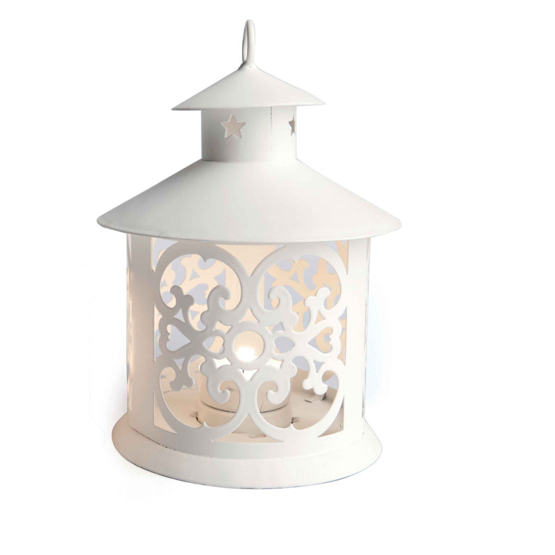 NORDIC CHRISTMAS Iron Lantern, 13.9cm H x 13.8cm W x 19.8cm D