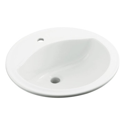 Lavabo de salle de bain circulaire encastré en céramique Modesto