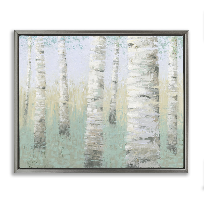 "Blue Birch Forest", art mural sur toile flottante par Wellington Studio, Cadre flottant gris lustré, H 17 po x l 21 po