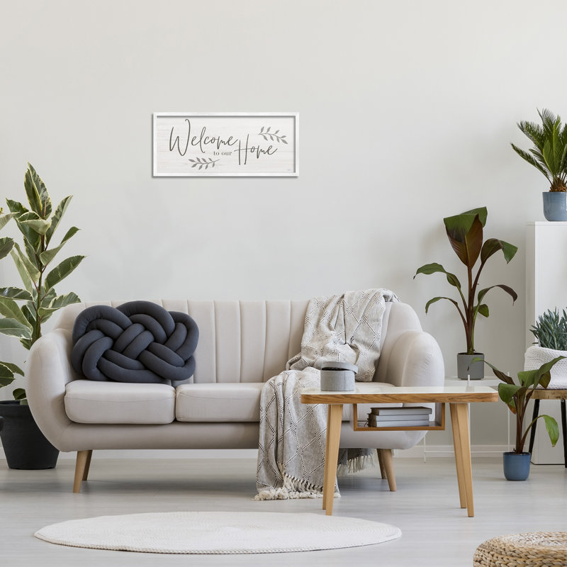 White Framed Rustic Wood Welcome Home Sign