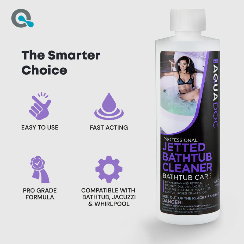 AquaDoc Jetted Bathtub Cleaner - Bathtub Jet Cleaner & Spa Cleaner Chemical - Fast Acting Jetted Tub Cleaner - Recommended Jet Tub Cleaner for Bathtub and Spa Cleaner for Hot Tub