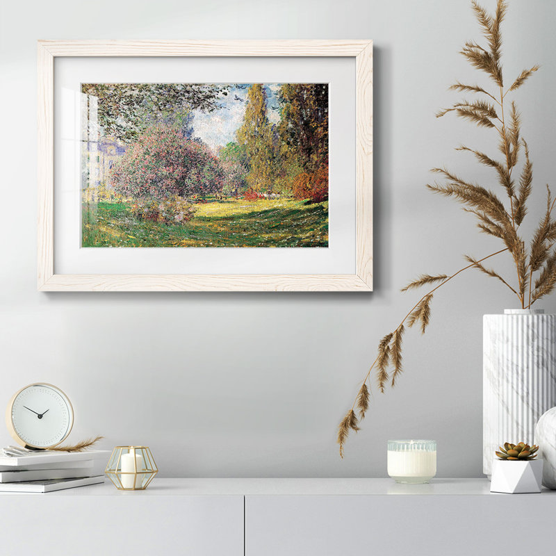 The Park par Monet - Impression encadrée rustique avec tableau mat, Blanc