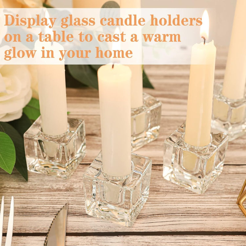 Paquet de 6 porte-bougies effilés en verre transparent pour la décoration de table