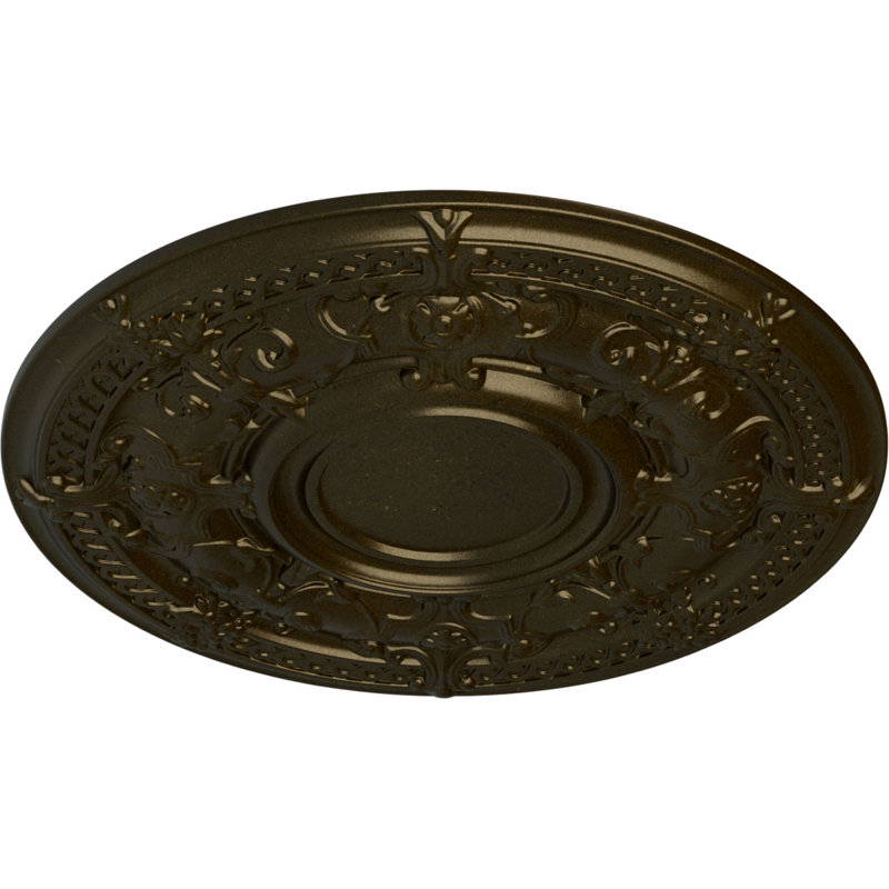 Médaillon de plafond rose Endurathane, DE 33 7/8 po x P 2 3/8 po (convient aux auvents jusqu'à 13 1/2 po), finition topaze fumée fumée peinte à la main