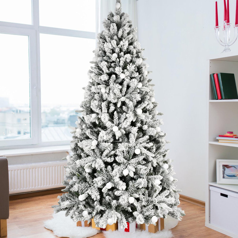 Arbre de Noël floqué avec 400 lumières DEL colorées et boule G45, H 82,9 pi