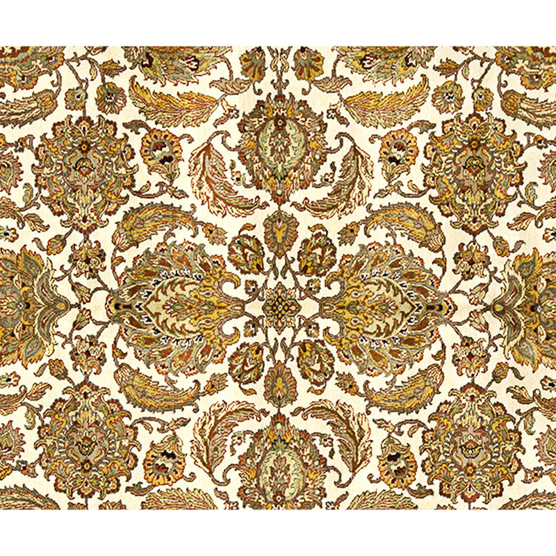 Hand Knotted Wool Area Rug in Ivory And Gold