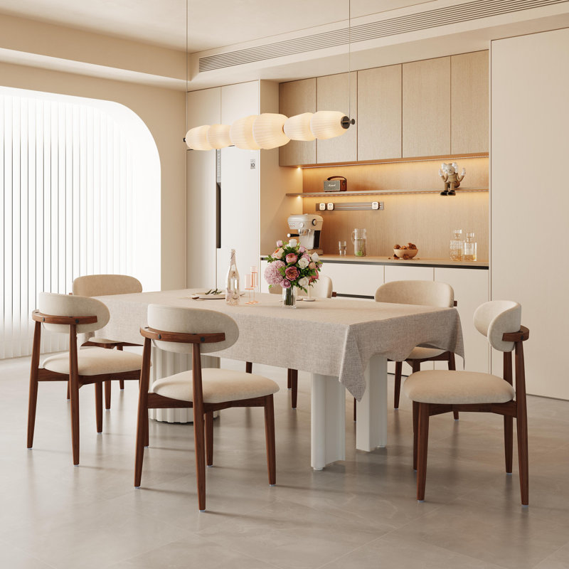 Upholstered Dining Chairs with Solid Wood Frame, Modern Kitchen Chairs,Soft Plush Velour Upholstery,Beige(Set Of 2), 2