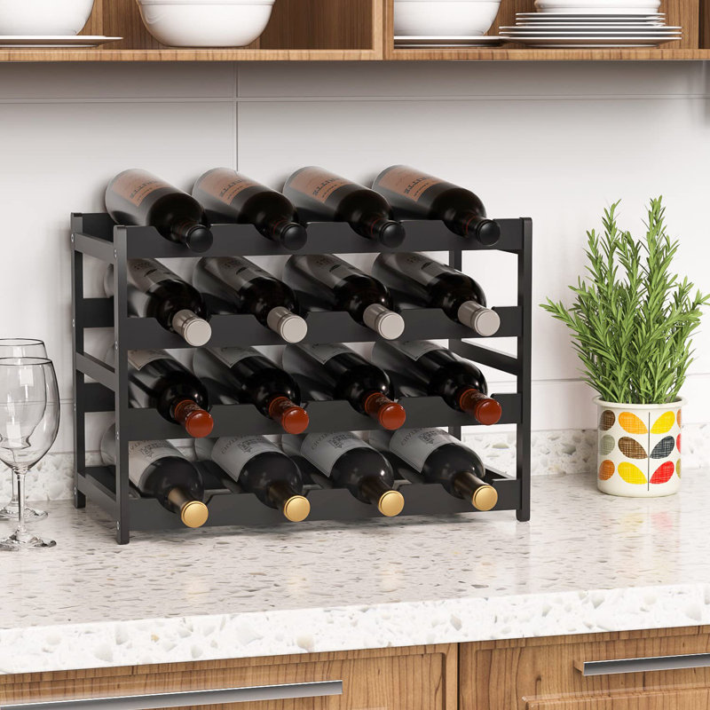 Ariellah 16 Bottle Tabletop Wine Bottle Rack, Black