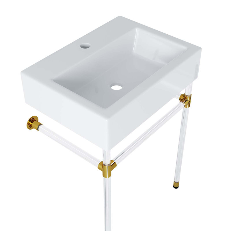 Modway Redeem 24" Acrylic Wall-Mount Bathroom Vanity, Clear
