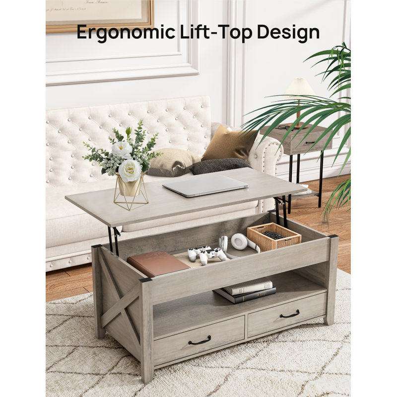 Table basse à plateau relevable, Gris