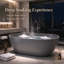 Baignoire autoportante de forme ovale à surface solide de 63 pouces KAKUSIGA pour la salle de bain