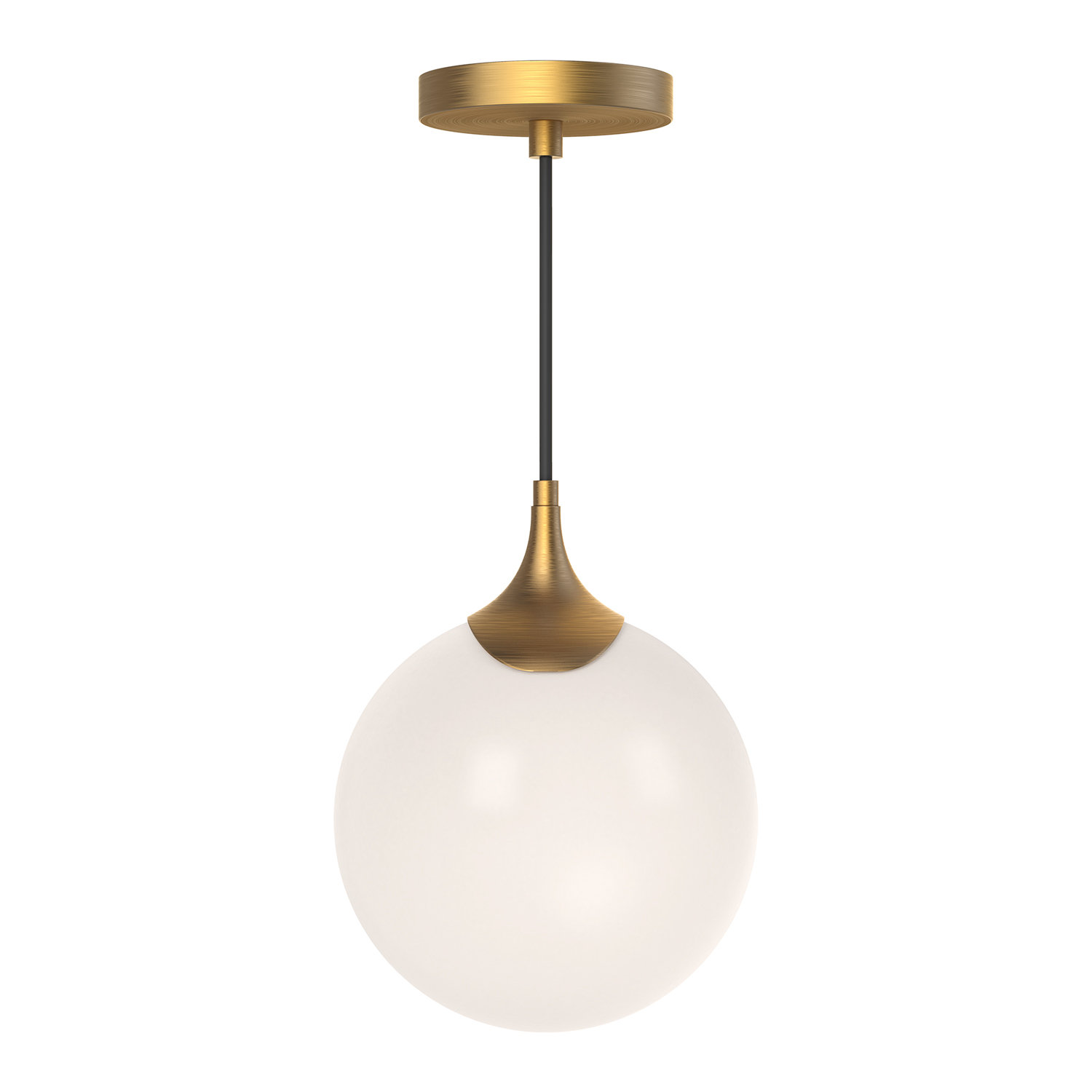 Nedra Single Light Glass Steel Pendant, Aged Gold