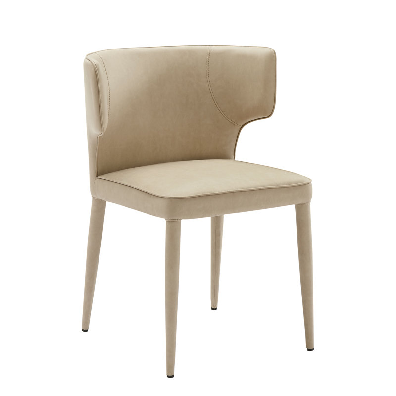 Kem 19.5'' H Faux Leather Upholstered Armchair, Faux Leather Taupe 