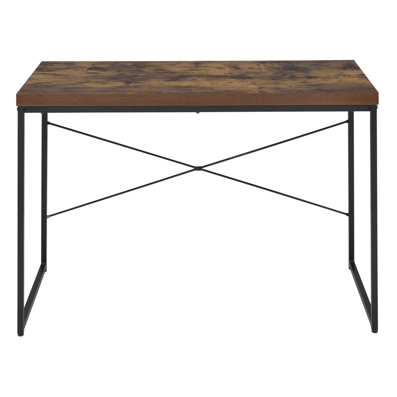 Modern Productivity Table With Weathered Oak And Black Metal Industrial Style Writing Desk In Sled