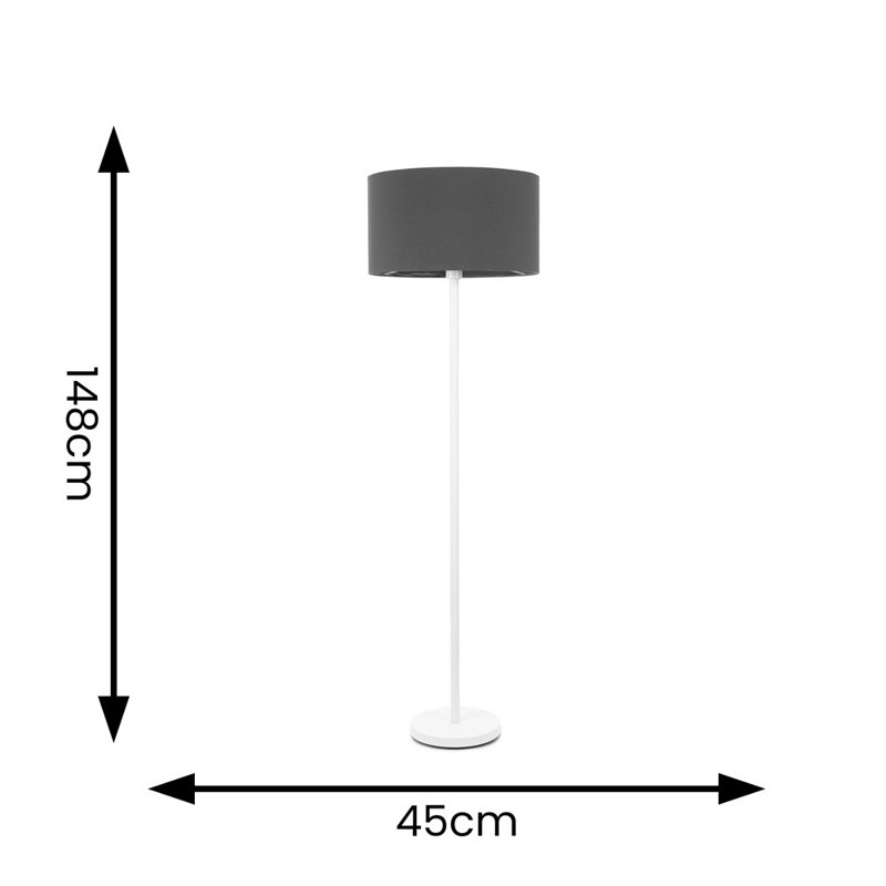 Romeir 148cm Matte Traditional Floor Lamp, Charcoal, No