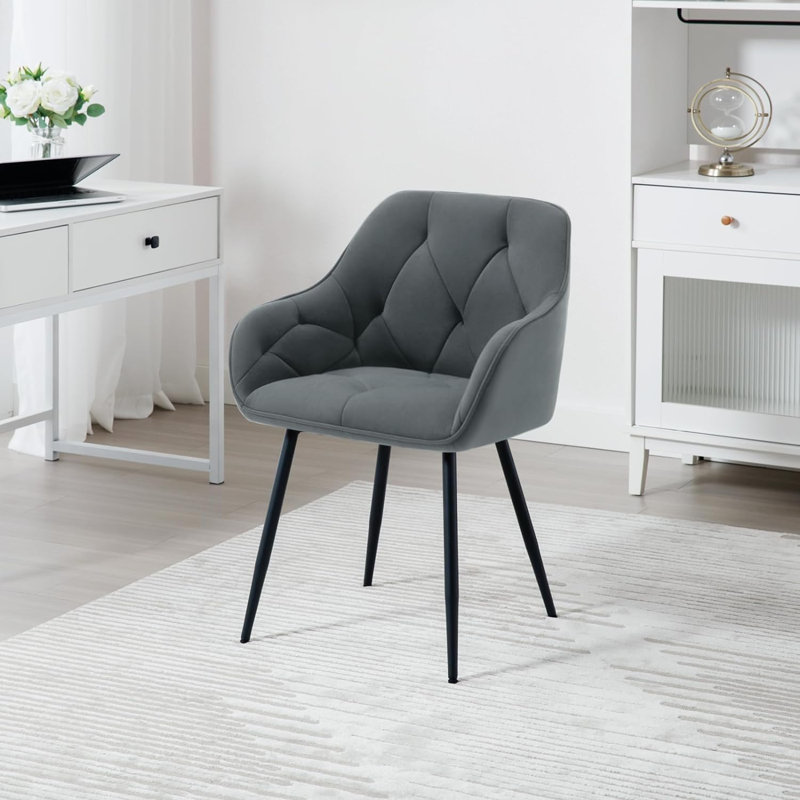Bharmal 50.5cm H Velvet Upholstered Armchair, Dark Grey, 1
