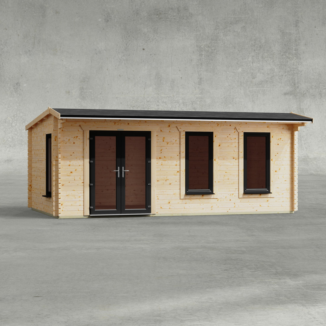 Powersheds 20 x 12ft Apex Log Cabin, Doors to the Left - 44mm