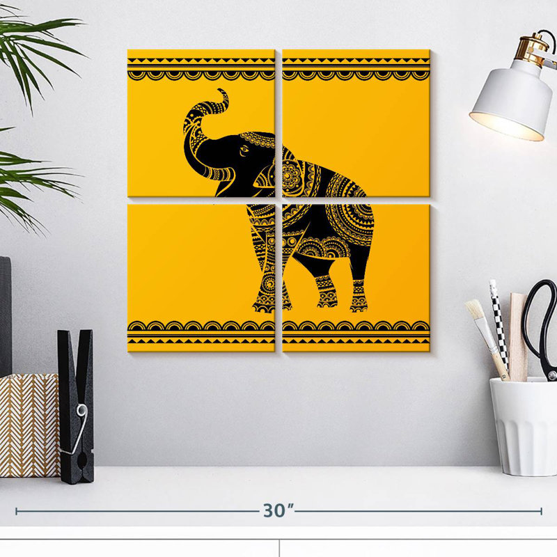 Éléphant orné, H 18 po x l 18 po