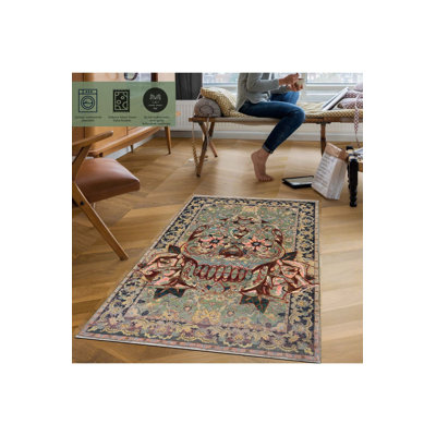 Tapis lavable imprimé crâne et motif rétro