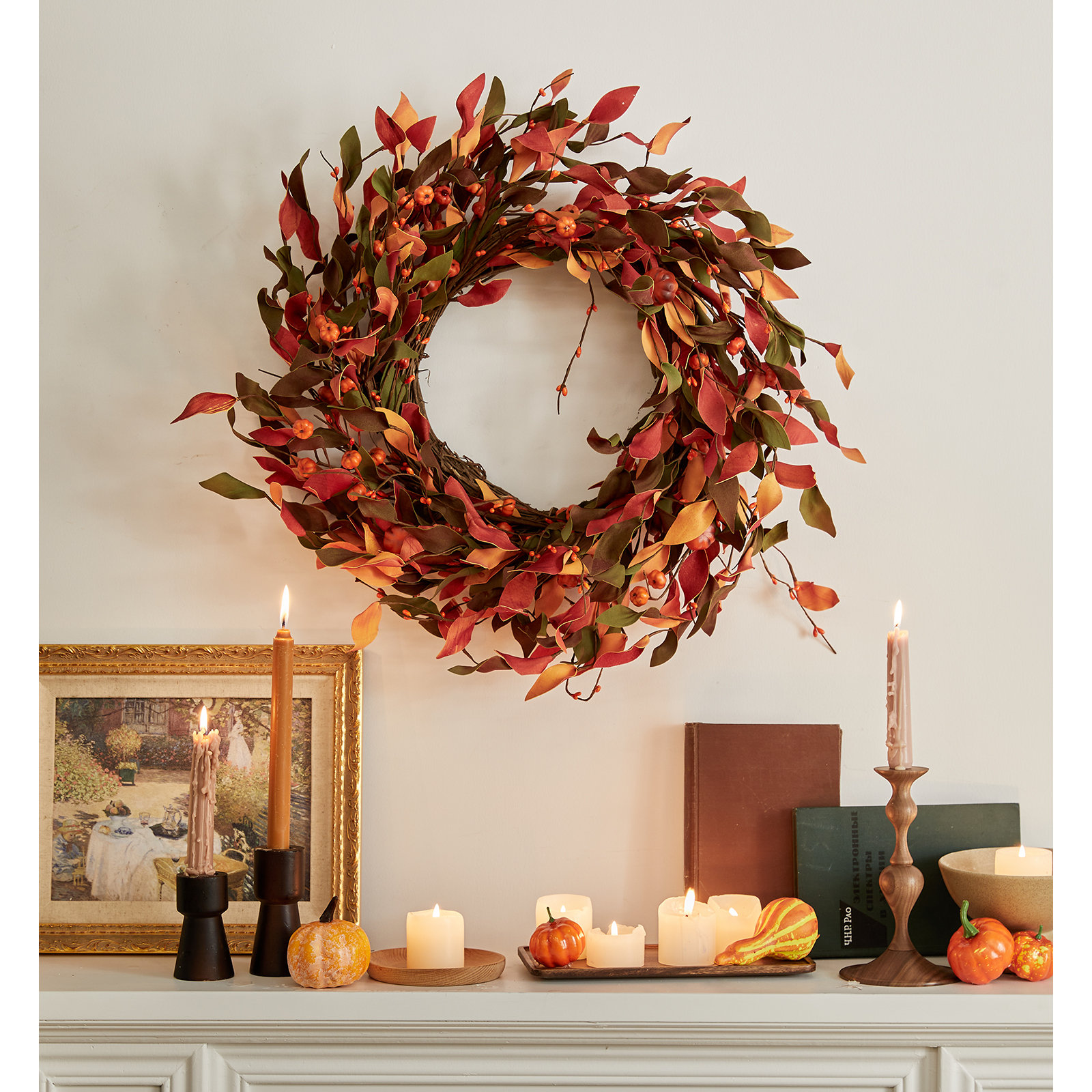 The Holiday Aisle® 20" Handcrafted Pumpkin Wreath
