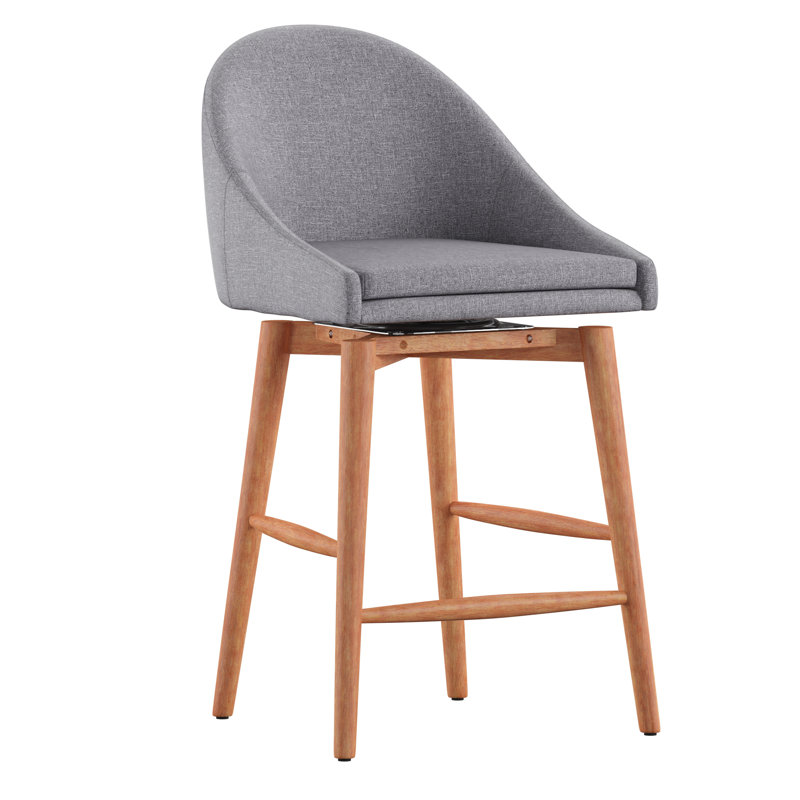 Tabouret de bar et de comptoir pivotant Loyd, Lin gris, Naturel, Tabouret de comptoir (assise de 24 po de hauteur)