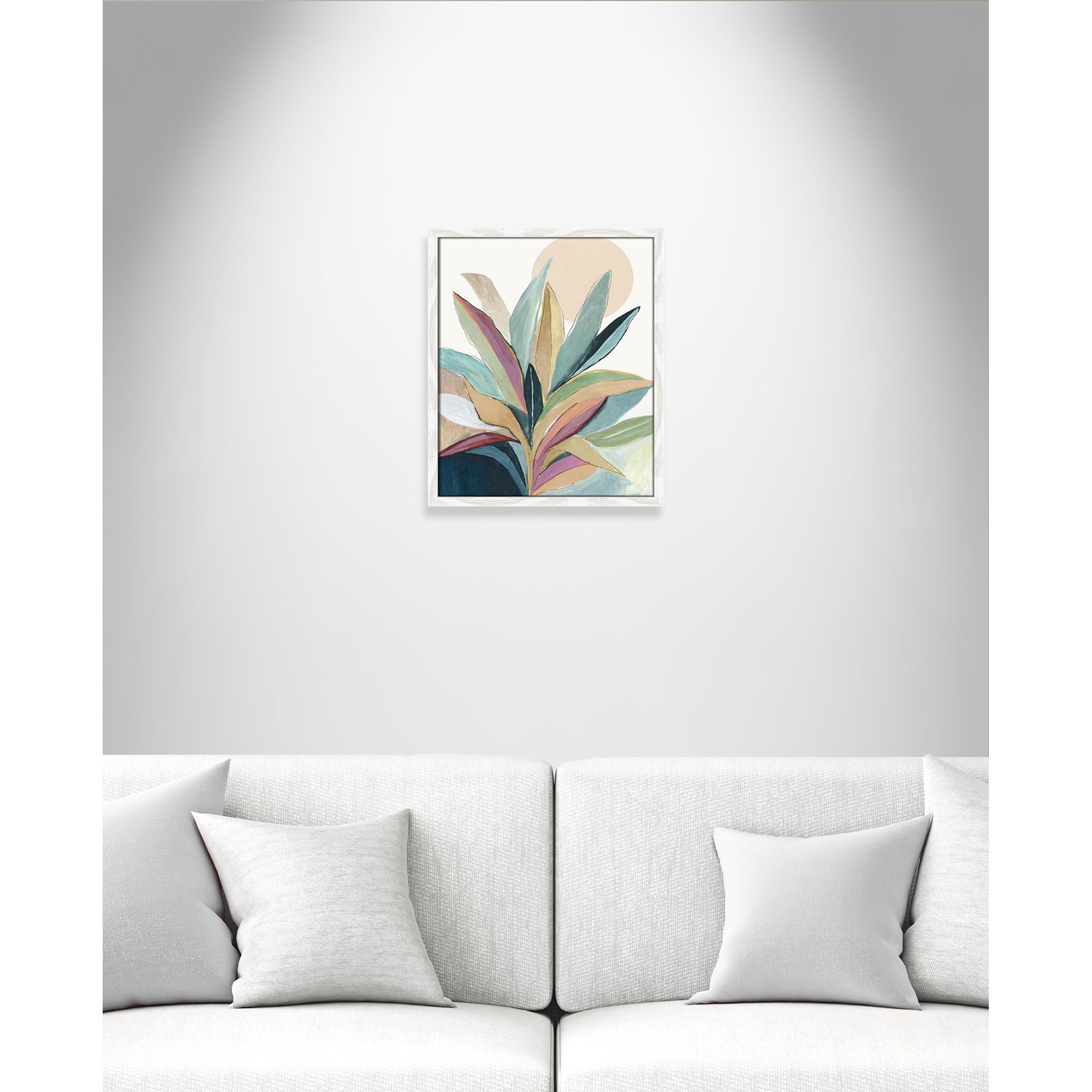 Sunny Bright Leaves I by Asia Jensen, 19" H x 16" W x 0.75" D, White Slim Unmatted Picture Framed