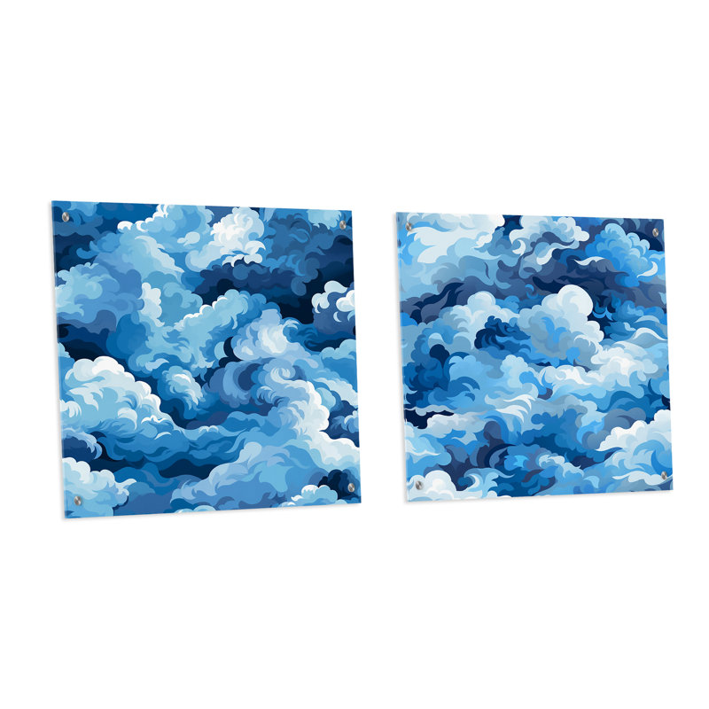 Cylia - Ensemble de 2 verres muraux abstraits en acrylique, H 16 po x l 33 po