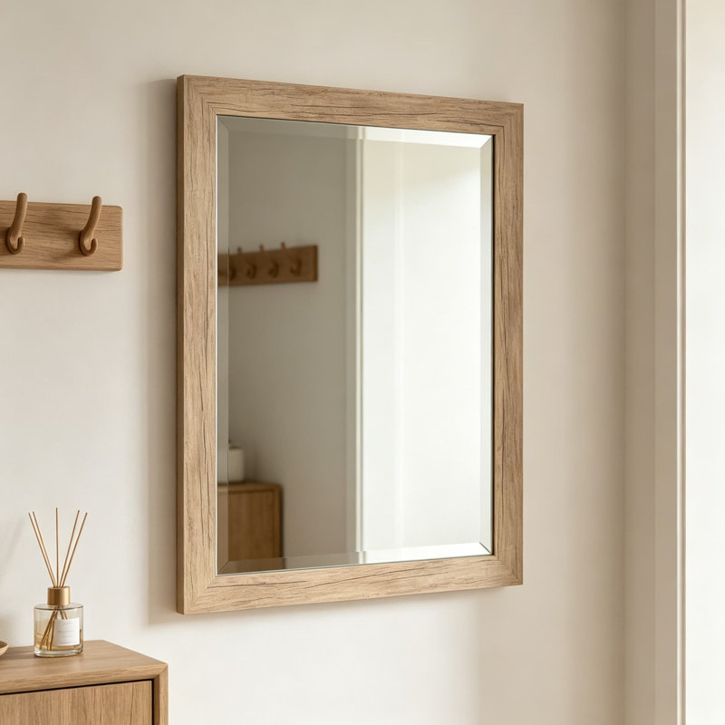 Miroir mural avec cadre rustique encadré brun rustique