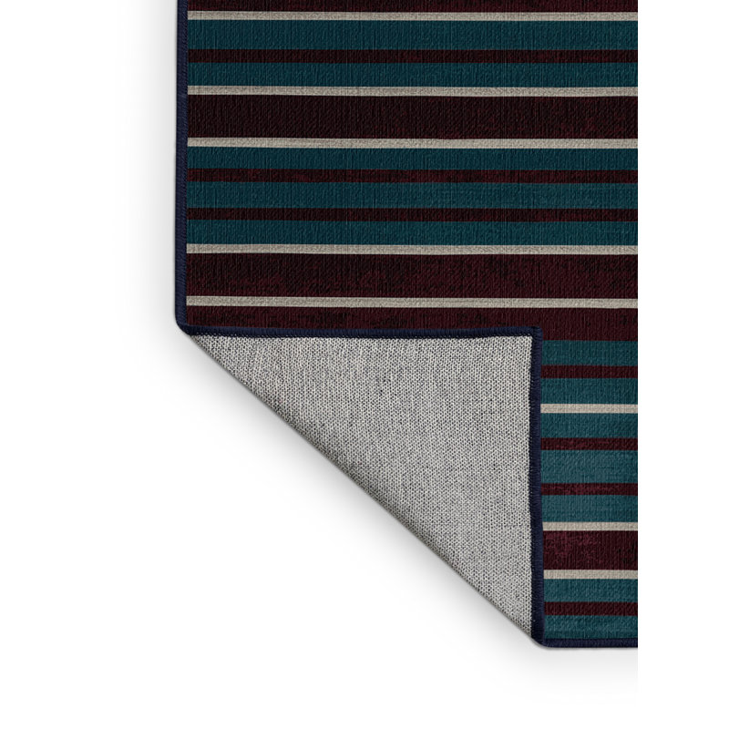 Tapis gris à rayures horizontales lavable à la machine, Rond 6 pi