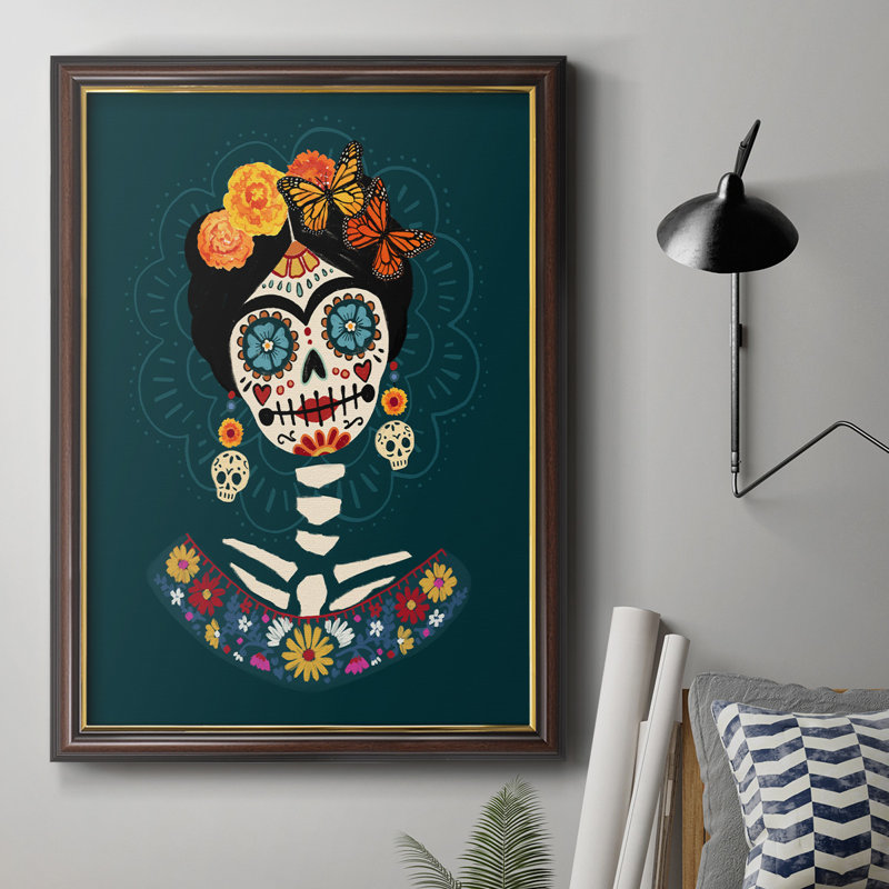 Toile encadrée de qualité supérieure «Bright Day of the Dead II» - prête à être accrochée, H 27 po x l 18 po x P 2,5 po