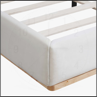 Elegant Upholstered Bed With Solid Wood Frame, Unlocking A New Experience Of Comfortable Sleeping, Queen, White