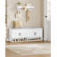 Banc de rangement pour chaussures de 55,1 po, banc de rangement pour hall d'entrée à 3 niveaux avec coussin rembourré et 4 portes et tablettes réglables, 18 à 21 paires de bancs de bout de lit, bancs de rangement pour chaussures modernes pour la chambre à coucher, blanc