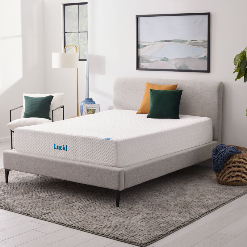 Matelas en mousse viscoélastique imprégnée de gel mi-ferme 12 po Lucid SureCool ™, Grand lit, 12"