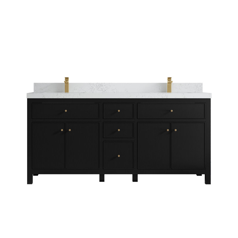 Ensemble de meuble-lavabo double 72 ", Empira, Noir