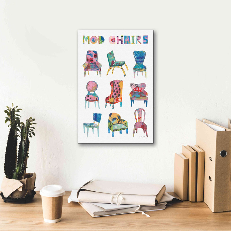 «Norine Mod Chairs Nine Up On Canvas» par Courtney Prahl, reproduction, H 18 po x l 12 po x P 0,75 po