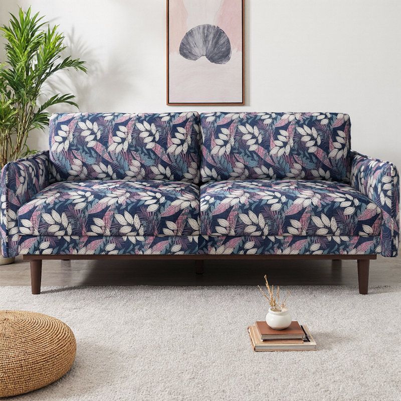 Calvera Modern Loveseat Sofa With Spacious Seating And Stitched Armrests, Blue