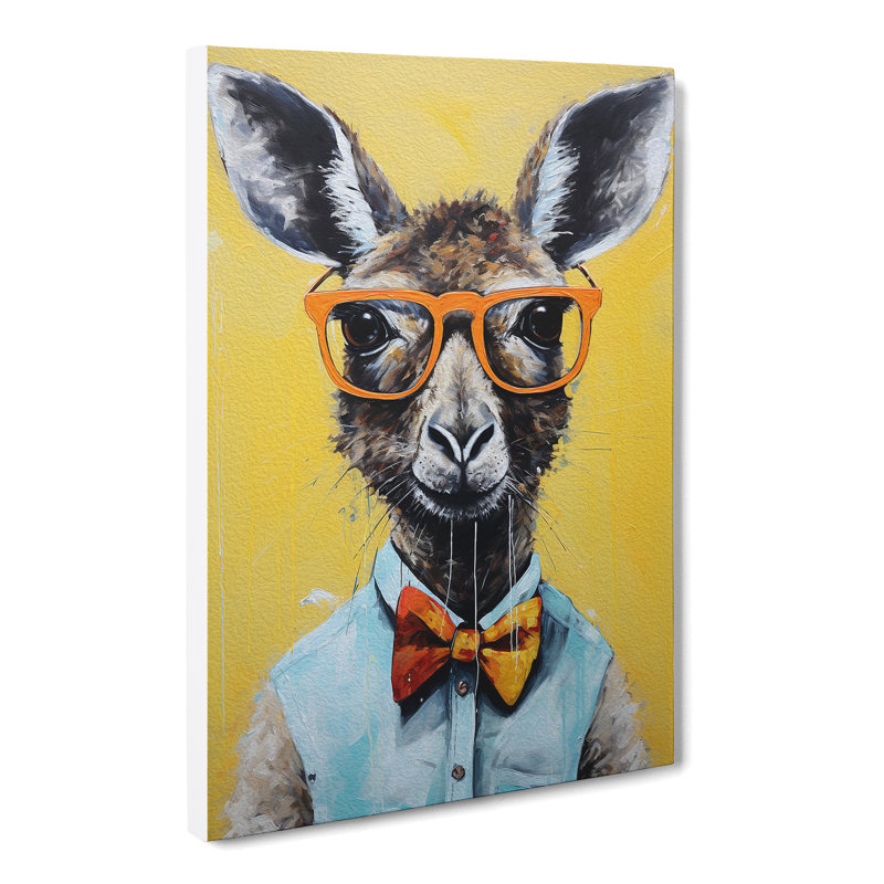 Kangaroo With Glasses - No Frame Print, 50cm H x 35cm W x 3cm D