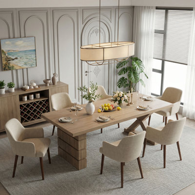 Upholstered Solid Wood Dining Chair Side Chair With Armrests