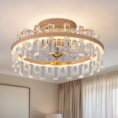 Kamekia 18.89" W Dimmable Crystal Ceiling Fan