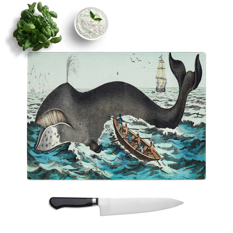 Glass Hunting A Whale Chopping Board, 28.5 cm W x 20 cm L