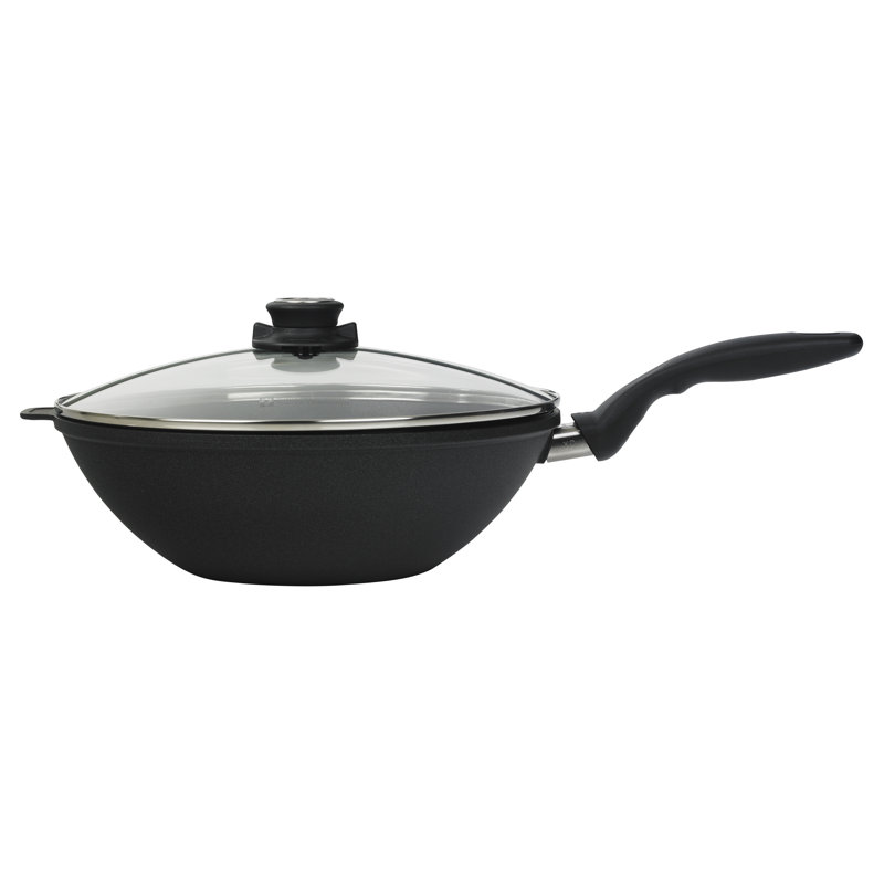 Non-Stick Aluminum Wok with Lid, 11.8" x 2.4"