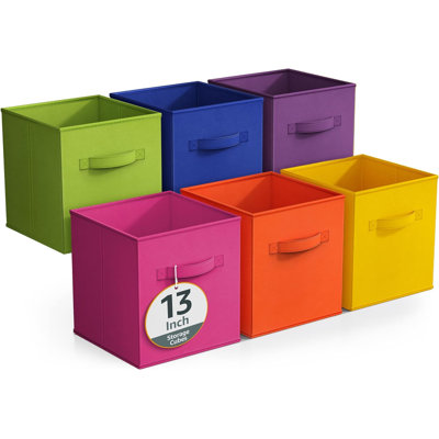 Ensemble de 6 cubes de rangement pliables de 13 pouces avec poignée Sorbus - pour organiser la maison, les tablettes, la chambre de bébé, la salle de jeux, le placard et plus