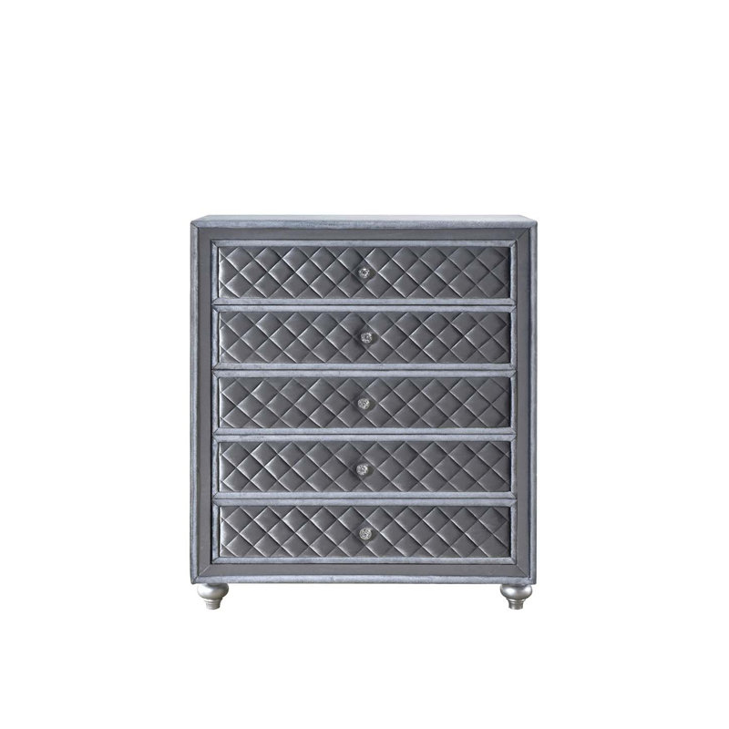 Commode rembourrée 5 tiroirs 1 pièce Glam