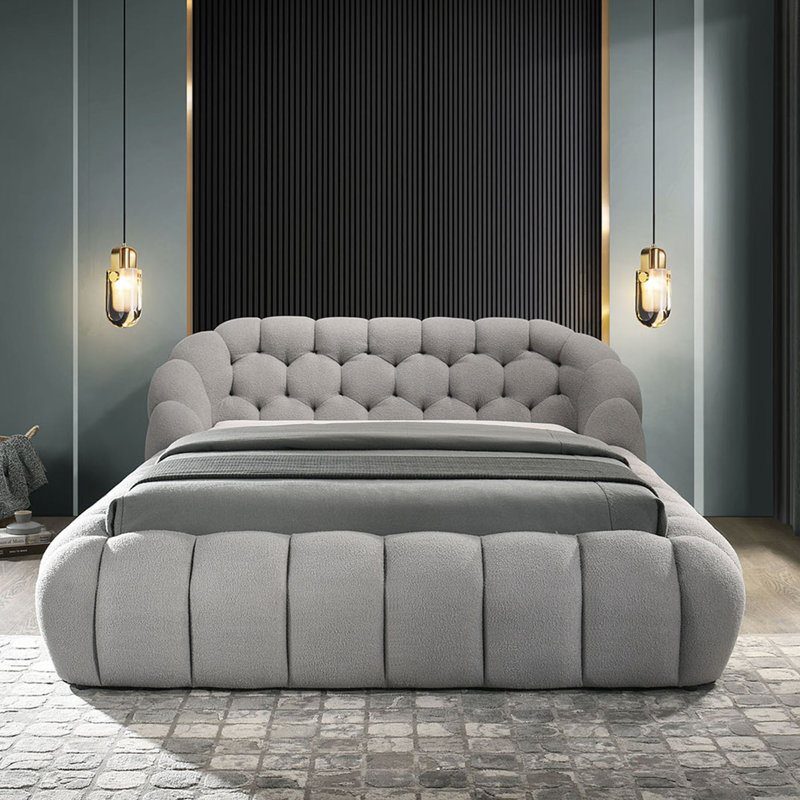 Lit de style contemporain, Très grand lit, Gris