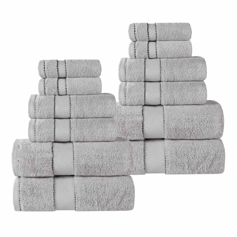 Ensemble de serviettes 12 pièces en coton égyptien Giza, Platine