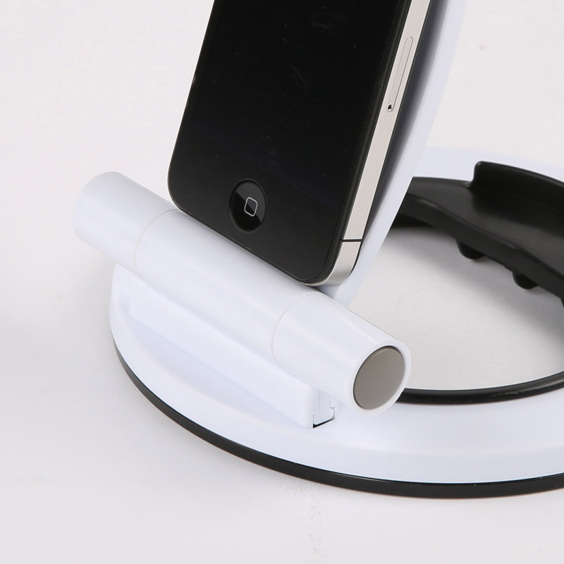 M&T Displays Moon Tabletop Portable Tablet Stand – White Multi-Angle Round-Base Holder for iPads, Tablets, E-Readers, Drawing Pads – Universal Foldable Desktop Organizer for Home, Office, or Business