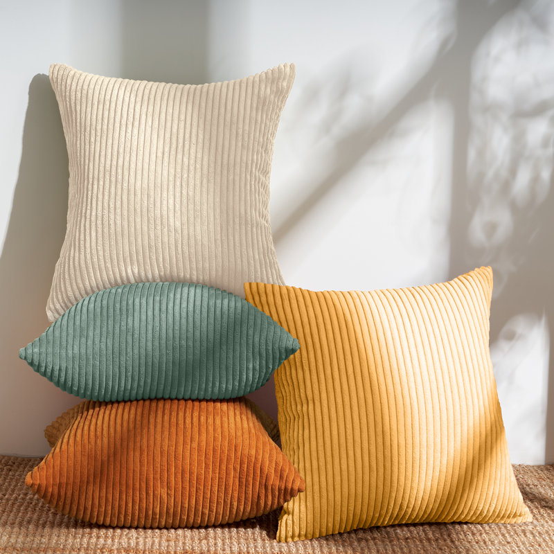 Corduroy Striped Corduroy Pillow Cover Square Modern Gradient Pillow Cases for Sofa,  Decorative Cushion Cover, 20"H x 20"W