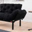 Élégant canapé-lit 2 places en tissu de microfibre noir de 61,0 x 27,6 x 27,6 pouces | Structure 100% métal, rembourrage en mousse à haute résistance, nettoyage facile | Taille du lit: 73,6 po x 27,6 po | Capacité de poids maximale: 440 lb | Parfait pour les petits espaces, le design bohémien et industriel-1543007402